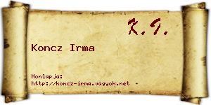 Koncz Irma névjegykártya